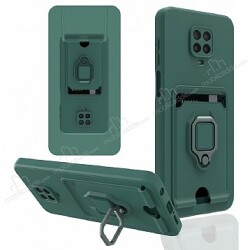 Eiroo Card Magnet Xiaomi Redmi Note 9S Kartlıklı Yeşil Silikon Kılıf - Eiroo