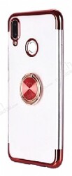 Eiroo Clear Ring Samsung Galaxy A70 Kırmızı Kenarlı Silikon Kılıf - Eiroo