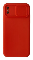 Eiroo Color Lens iPhone X / XS Kamera Korumalı Kırmızı Silikon Kılıf - 1