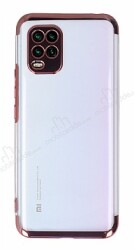 Eiroo Electro Xiaomi Mi 10 Lite Rose Gold Kenarlı Şeffaf Silikon Kılıf - Eiroo