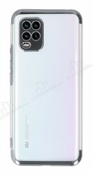 Eiroo Electro Xiaomi Mi 10 Lite Silver Kenarlı Şeffaf Silikon Kılıf - Eiroo