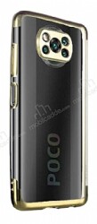 Eiroo Electro Xiaomi Poco X3 Gold Kenarlı Şeffaf Silikon Kılıf - Eiroo