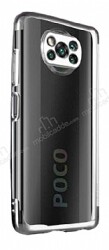 Eiroo Electro Xiaomi Poco X3 Silver Kenarlı Şeffaf Silikon Kılıf - Eiroo
