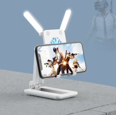 Eiroo F6 Ayarlanabilir Fanlı Led Işıklı Pembe Telefon ve Tablet Tutucu - 4