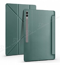Eiroo Fold Samsung Galaxy Tab S9 / Tab S9 FE Kalemlikli Standlı Yeşil Kılıf - Eiroo