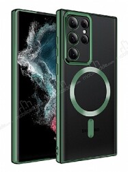 Eiroo Gbox Samsung Galaxy S22 Ultra 5G Wireless Şarj Özellikli Kamera Korumalı Yeşil Silikon Kılıf - Eiroo