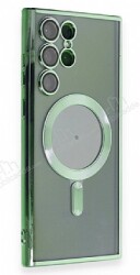 Eiroo Gbox Samsung Galaxy S23 Ultra Macsafe Özellikli Kamera Korumalı Yeşil Silikon Kılıf - Eiroo