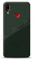 Eiroo Glass Samsung Galaxy A10S Silikon Kenarlı Cam Koyu Yeşil Kılıf - Eiroo