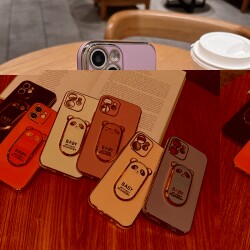 Eiroo iPhone 11 Pro Baby Panda Standlı Mor Silikon Kılıf - 6