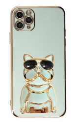 Eiroo iPhone 11 Pro Max Bulldog Standlı Yeşil Silikon Kılıf - 1