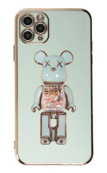 Eiroo iPhone 11 Pro Max Candy Bear Standlı Yeşil Silikon Kılıf - 1