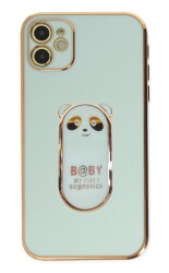 Eiroo iPhone 12 Baby Panda Standlı Yeşil Silikon Kılıf - 1