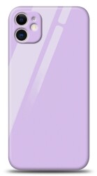 Eiroo iPhone 12 Kamera Korumalı Silikon Kenarlı Lila Cam Kılıf - 1