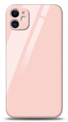 Eiroo iPhone 12 Kamera Korumalı Silikon Kenarlı Pembe Cam Kılıf - 1