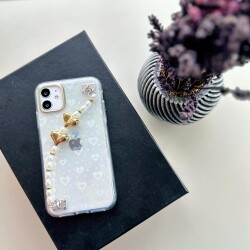 Eiroo iPhone 15 Pro Hologram Kalpli Zincirli Şeffaf Rubber Kılıf - 2