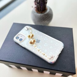 Eiroo iPhone 15 Pro Hologram Kalpli Zincirli Şeffaf Rubber Kılıf - 3