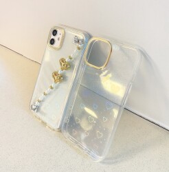 Eiroo iPhone 15 Pro Hologram Kalpli Zincirli Şeffaf Rubber Kılıf - 7