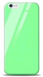 Eiroo iPhone 6 / 6S Silikon Kenarlı Açık Yeşil Cam Kılıf - Eiroo