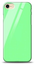 Eiroo iPhone 7 / 8 Silikon Kenarlı Açık Yeşil Cam Kılıf - Eiroo
