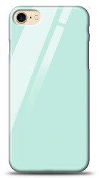 Eiroo iPhone 7 / 8 Silikon Kenarlı Mavi Cam Kılıf - Eiroo