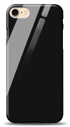 Eiroo iPhone 7 / 8 Silikon Kenarlı Siyah Cam Kılıf - Eiroo