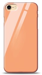 Eiroo iPhone 7 / 8 Silikon Kenarlı Turuncu Cam Kılıf - Eiroo
