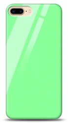 Eiroo iPhone 7 Plus / 8 Plus Silikon Kenarlı Açık Yeşil Cam Kılıf - Eiroo