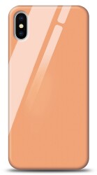Eiroo iPhone X / XS Silikon Kenarlı Turuncu Cam Kılıf - Eiroo
