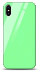 Eiroo iPhone X / XS Silikon Kenarlı Açık Yeşil Cam Kılıf - 1