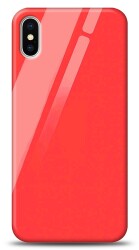 Eiroo iPhone X / XS Silikon Kenarlı Kırmızı Cam Kılıf - 1