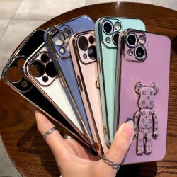 Eiroo iPhone XR Bearbrick Standlı Yeşil Silikon Kılıf - 2