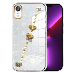 Eiroo iPhone XR Hologram Kalpli Zincirli Şeffaf Rubber Kılıf - 1
