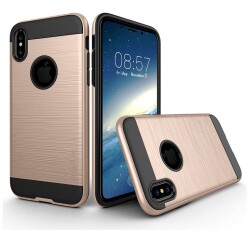 Eiroo Iron Shield iPhone X / XS Ultra Koruma Gold Kılıf - 1