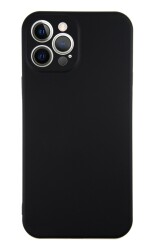 Eiroo Lansman iPhone 12 Pro Max 6.7 inç Kamera Korumalı Siyah Silikon Kılıf - 1