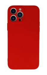 Eiroo Lansman iPhone 13 Pro Max Kamera Korumalı Kırmızı Silikon Kılıf - 1