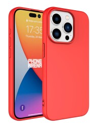 Eiroo Lansman iPhone 15 Pro Kırmızı Silikon Kılıf - 1