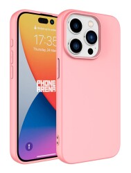 Eiroo Lansman iPhone 15 Pro Pembe Silikon Kılıf - 1
