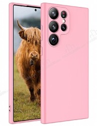 Eiroo Lansman Samsung Galaxy S23 Ultra Kamera Korumalı Pembe Silikon Kılıf - Eiroo