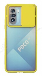 Eiroo Lens Series Xiaomi Poco F3 Sarı Silikon Kılıf - Eiroo