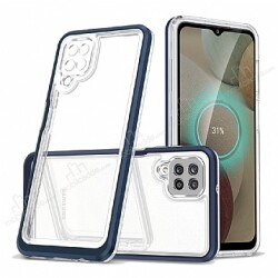 Eiroo Lims Samsung Galaxy A22 4G Lacivert Kenarlı Silikon Kılıf - Eiroo