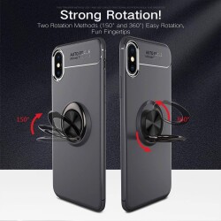 Eiroo Liquid Ring iPhone X / XS Standlı Kırmızı Silikon Kılıf - 2