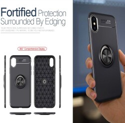 Eiroo Liquid Ring iPhone X / XS Standlı Kırmızı Silikon Kılıf - 3