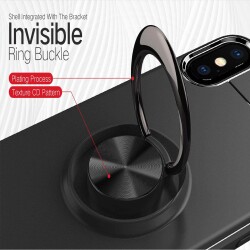 Eiroo Liquid Ring iPhone X / XS Standlı Kırmızı Silikon Kılıf - 4