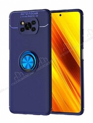 Eiroo Liquid Ring Xiaomi Poco X3 Standlı Lacivert Silikon Kılıf - Eiroo