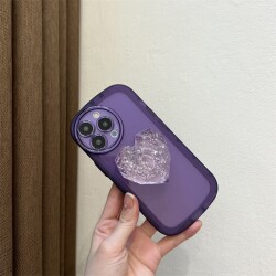 Eiroo Love Series iPhone 12 Kalp Tutuculu Mor Silikon Kılıf - 2
