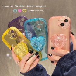 Eiroo Love Series iPhone 12 Kalp Tutuculu Mor Silikon Kılıf - 4