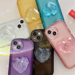 Eiroo Love Series iPhone 12 Kalp Tutuculu Mor Silikon Kılıf - 5
