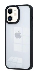 Eiroo Luxe iPhone 12 Siyah Silikon Kenarlı Rubber Kılıf - 1
