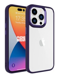 Eiroo Luxe iPhone 15 Pro Silikon Kenarlı Derin Mor Rubber Kılıf - 2
