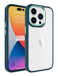 Eiroo Luxe iPhone 15 Pro Silikon Kenarlı Koyu Yeşil Rubber Kılıf - 1